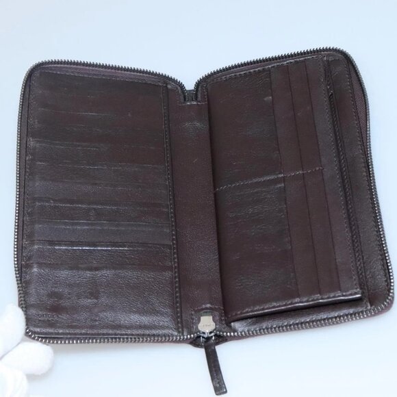 GUCCI GG Canvas Guccissima Wallet Leather Brown Silver - Picture 8 of 16